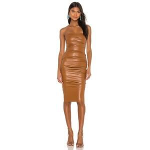 NWT Nookie Posse x REVOLVE Faux Leather Midi Dress in Brown Size XS